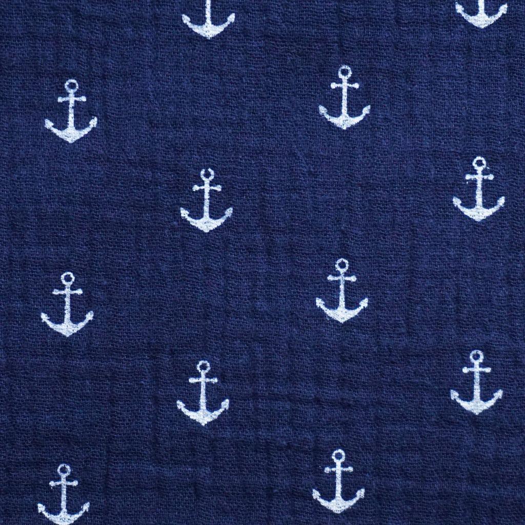 REST Musselin Double Gauze Anker dunkelblau